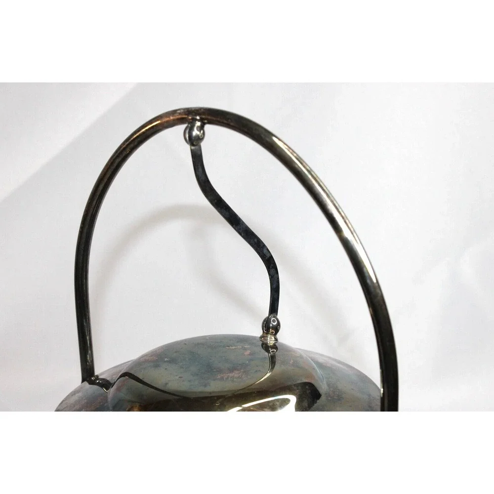 Vintage Antique Silverplated‎ Newport Swing Top Ice Bucket Milk Glass Interior